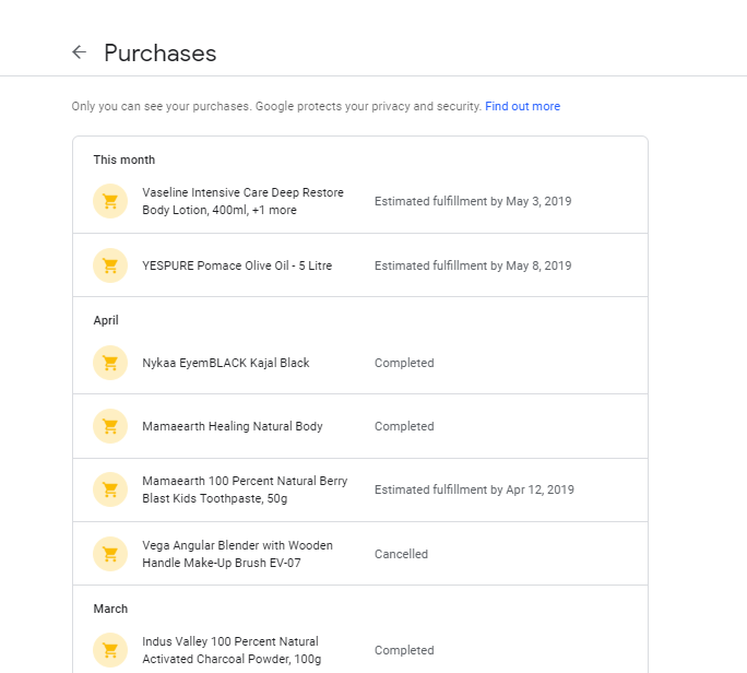 Google Tracks What you Buy Online, and keeps a Purchase History