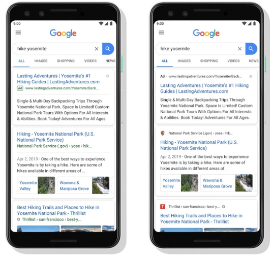 Fresh Look for Google search results on Mobile.